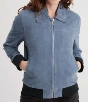 Blaue Lederjacke im Bomber-Stil fur Damen &quot;101576&quot;