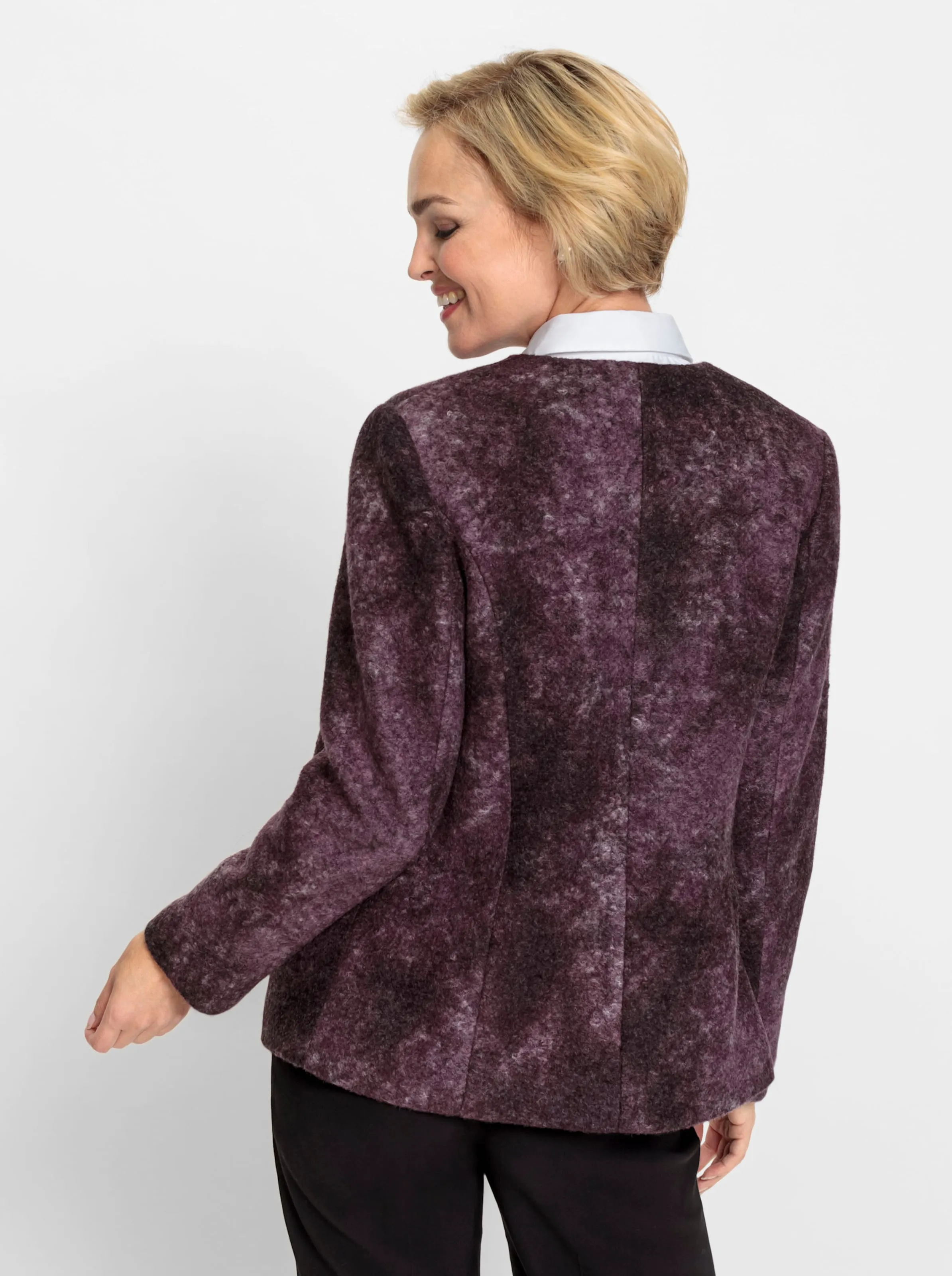Blazer in aubergine-violett-meliert