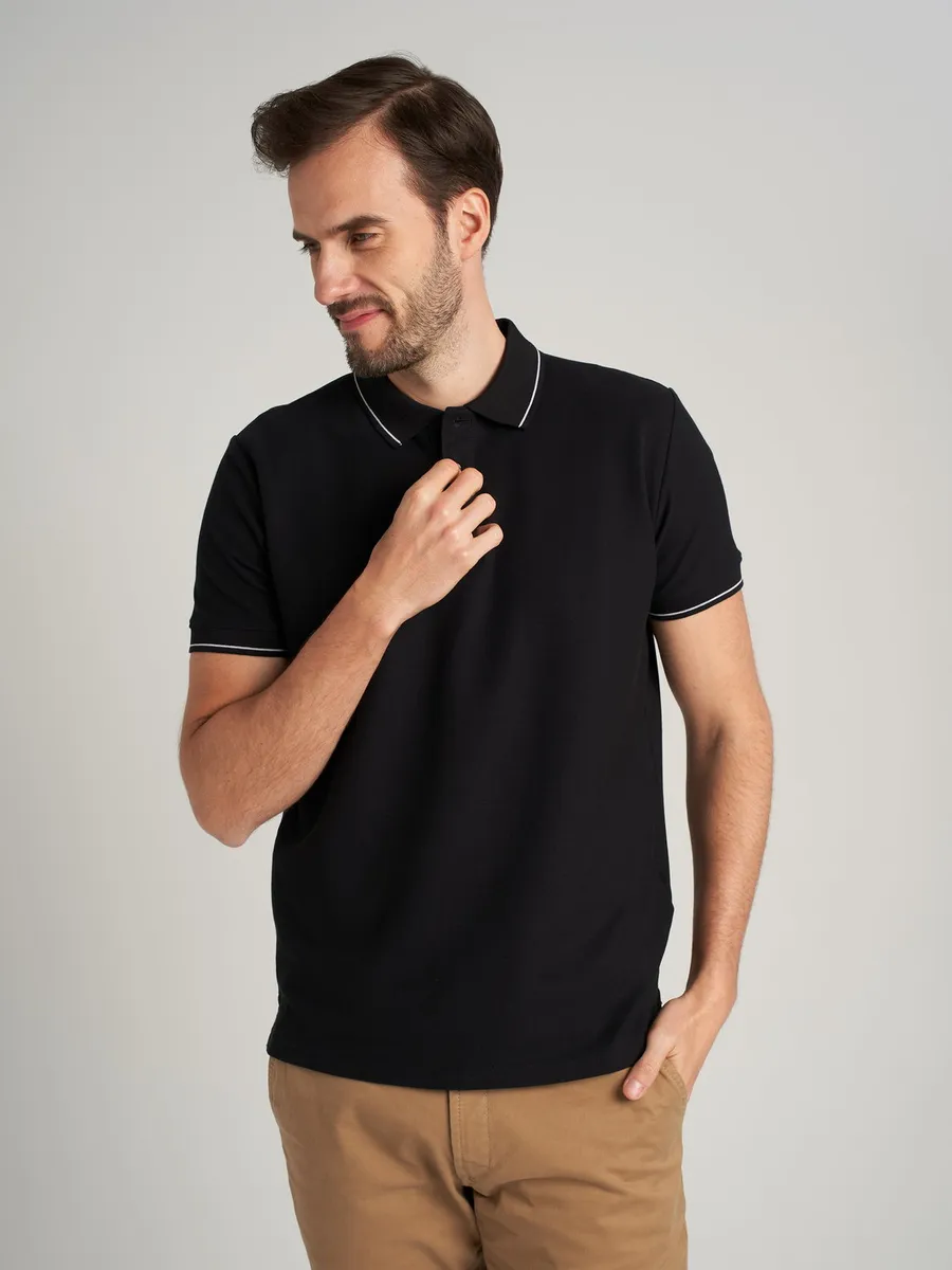 Herren Poloshirt Baumwolle schwarz 16764