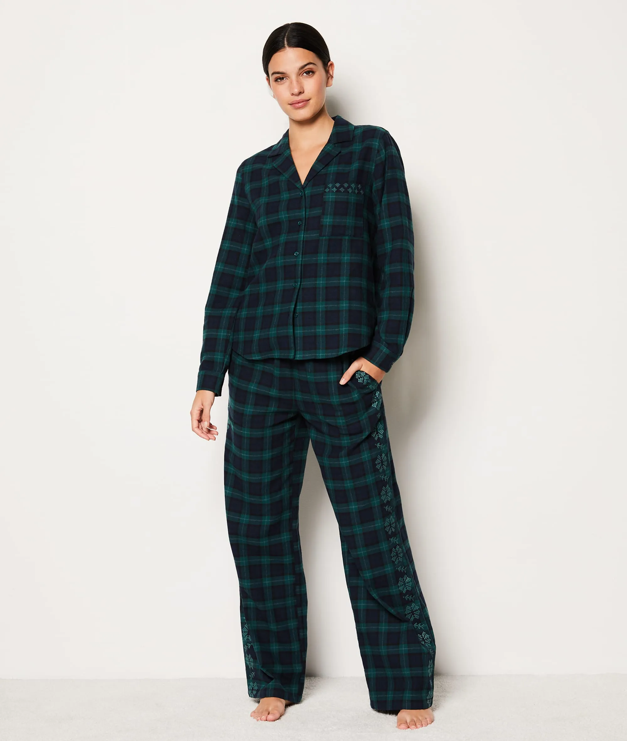 Kariertes Baumwoll-Pyjama Hemd COTON