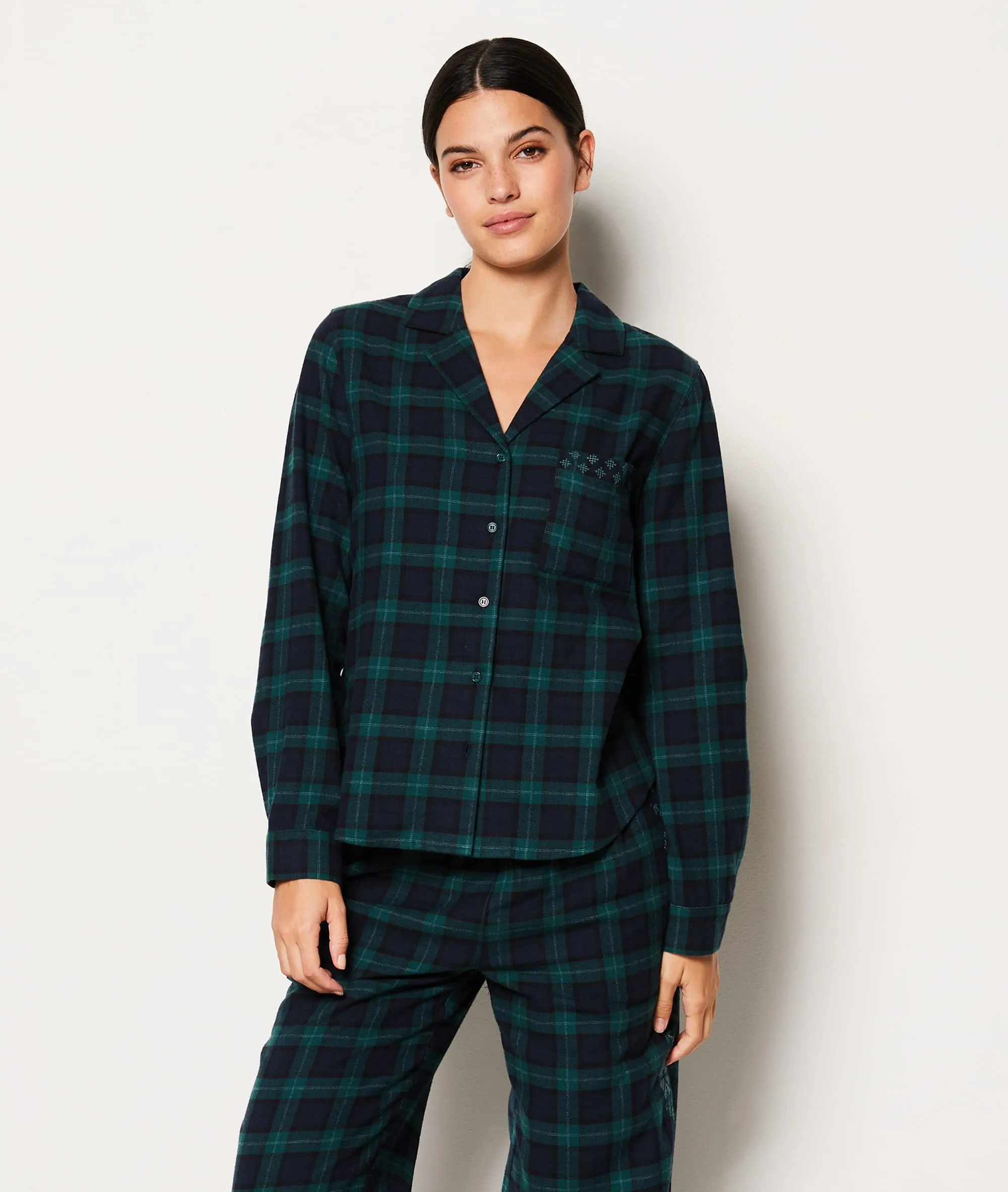 Kariertes Baumwoll-Pyjama Hemd COTON