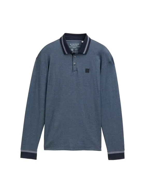 Langarm Poloshirt mit Logo Badge