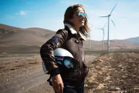 Lederjacke dunkle Cognac-Stil Aviator &quot;101313&quot;