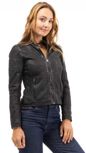 Schwarze Damen-Lederjacke „elya“