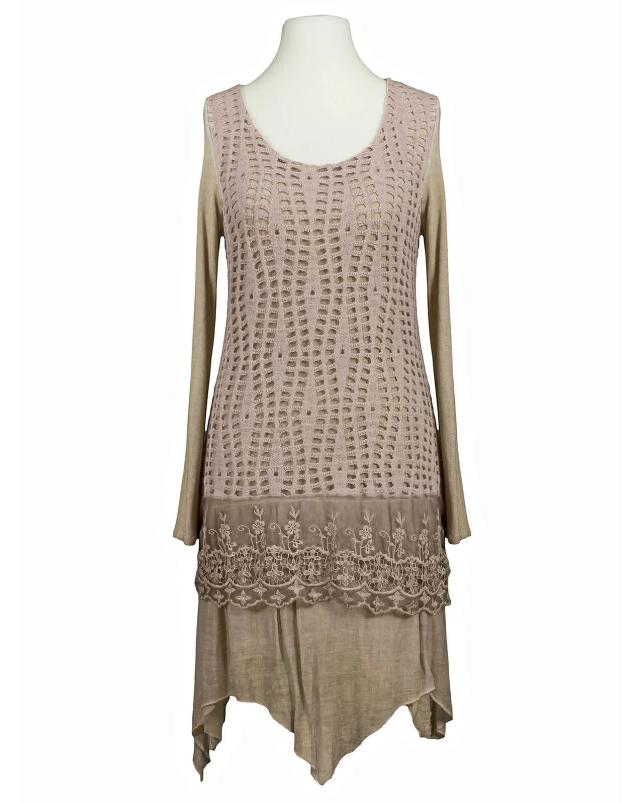 Tunika Kleid mit Spitze für Damen in  beige von Spaziodonna