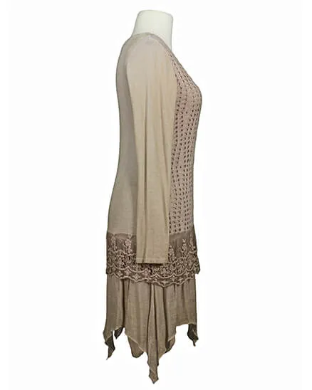 Tunika Kleid mit Spitze für Damen in  beige von Spaziodonna